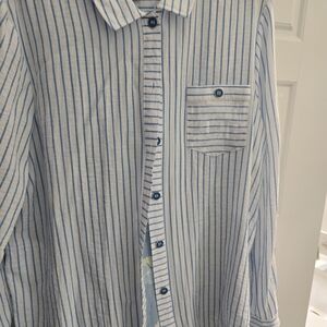 Multiples Light Blue Striped Casual Shirt